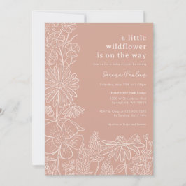 Boho  Rosa Wildblomma Baby Shower-inbjudan Inbjudningar