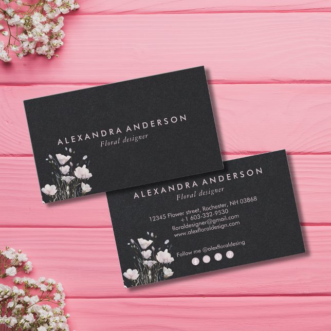 Boho Rosa Wildblommor Watercolor Visitkort (Boho Pink Wildflowers Watercolor Business Card)