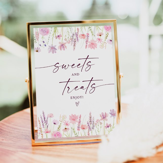Boho Rosa Wildblomsött Treats Birthday-tecken Poster (Skapare uppladdad)