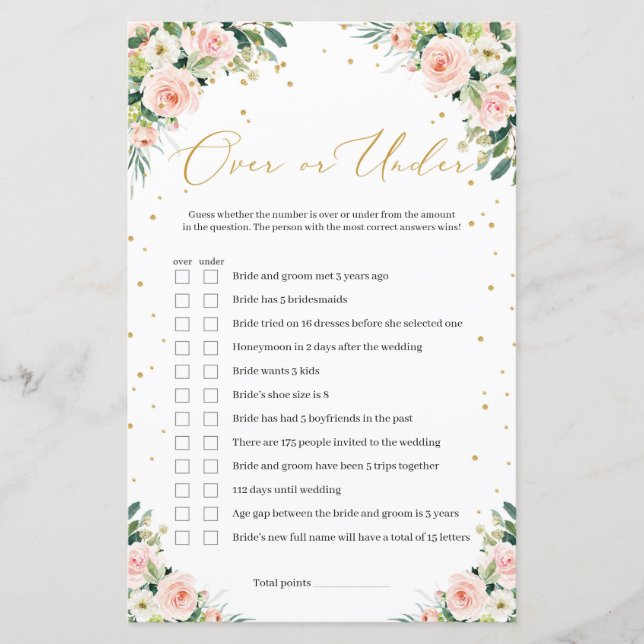 Boho rosablommig guld över eller under spel (Framsida)