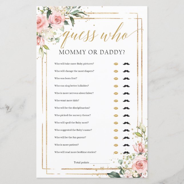 Boho rosablommig guldrosa mormor eller farfar spel (Framsida)