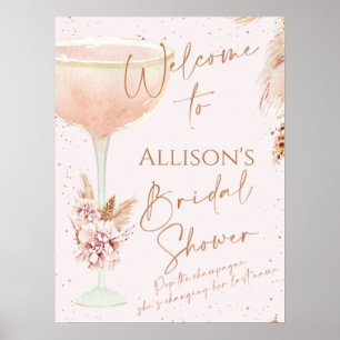 Boho Rose Gold Bröllopsfest Välkomstskylt Poster