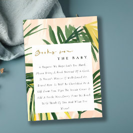 Boho Rosé Grön Tropisk Palm Bok Baby Shower Tilläggskort