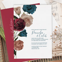 Boho Rose Guld, Turkos, Burgunder Bröllop