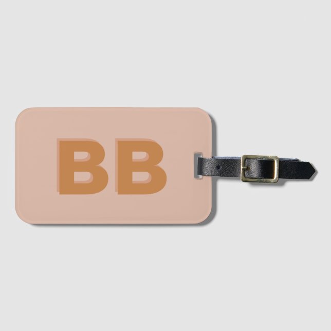 Boho Rosé Modern Monogram Initial Bagagebricka (Framsida horisontal)