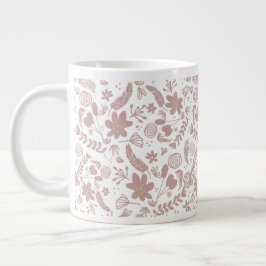 Boho Rosé Rosa Botanisk Grönska Jumbo Mugg