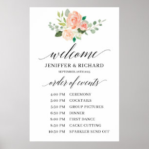 Boho rosenskär blommig vigselordning poster
