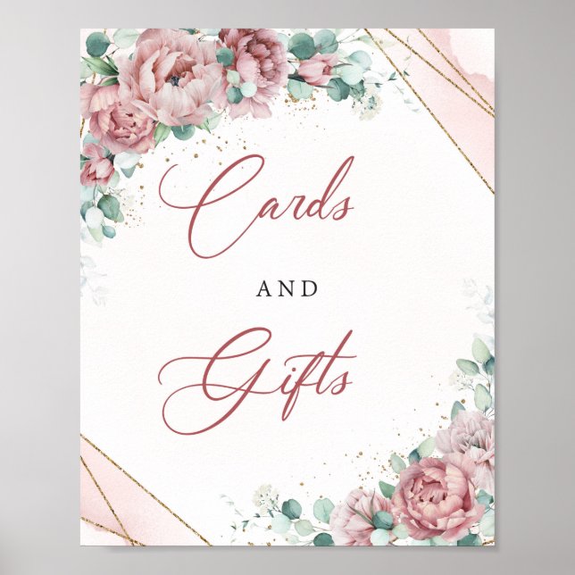 Boho rosenskär guld eukalyptus Kort och presenter Poster (Framsidan)