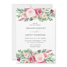 Boho Rosenskär & Rosa Vår Vattenfärg Blommig Bröll