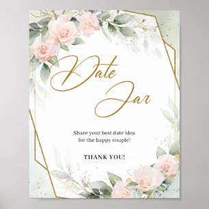 Boho rosenskära blommor grönska guld Datum kruksky Poster