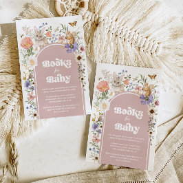 Boho rosenskog vilda blomböcker för babyflicka tilläggskort
