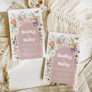 Boho rosenskog vilda blomböcker för babyflicka tilläggskort