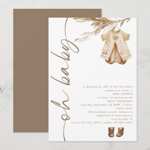 Boho Roterade skript Clothes Oh Baby Shower Inbjudningar
