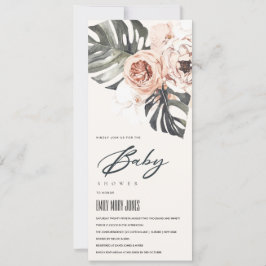 BOHO RUST BLOMMIGT MONSTERA BABY SHOWER INBJUDNINGAR