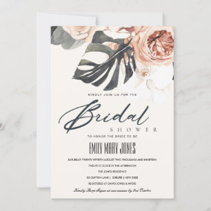BOHO RUST BLOMMIGT MONSTRERA MÖHIPPA INBJUDAN