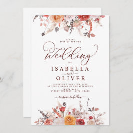 Boho Rust Burnt Orange Terracotta Marsala Bröllop Inbjudningar