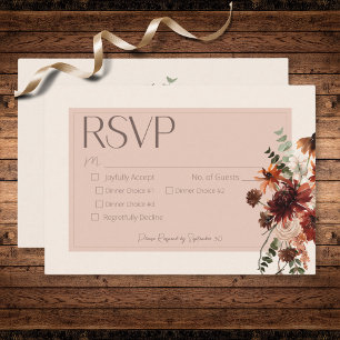 Boho Rust & Cream Fall Blommigt 3 Middag OSA Kort