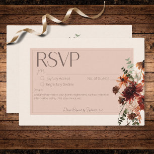 Boho Rust & Cream Höst Floral Inget Middag OSA Kort