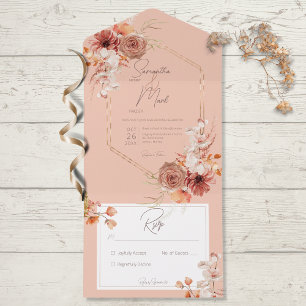Boho Rust Fall Blommigt på persikonr. Middag