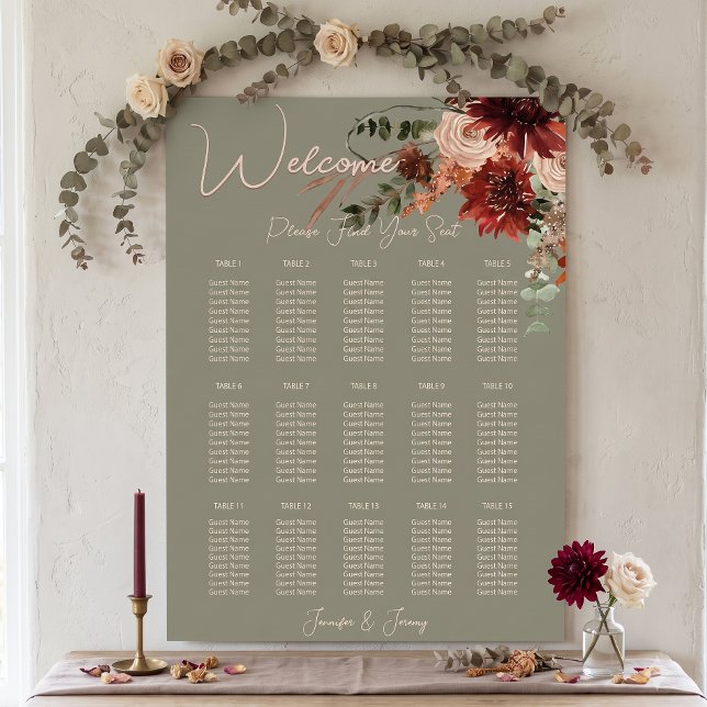 Boho Rust & Neutral Höst Blommig Salvia Grön Bröll Poster (Skapare uppladdad)