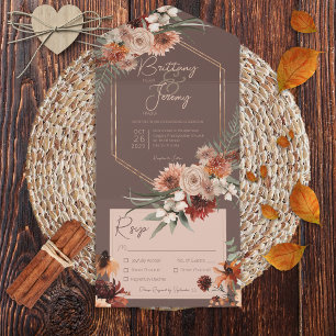 Boho Rust & Neutralt Fall Blommigt Brown Middag