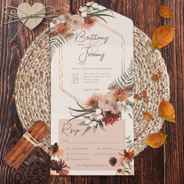 Boho Rust & Neutralt Fall Blommigt Cream Middag (Skapare uppladdad)