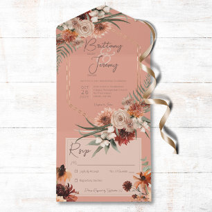 Boho Rust Neutralt Fall Blommigt Peach Rust No Din