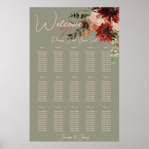 Boho Rust & Neutralt Fall Blommigt Sage Grönt Bröl Poster
