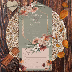 Boho Rust & Neutralt Fall Blommigt Sage Grönt Midd