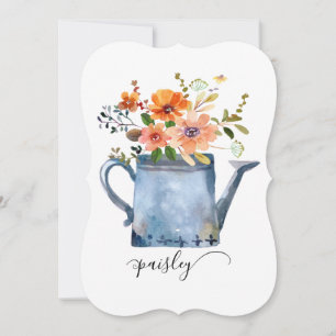 Boho Rust Orange Watercolor Flowers Watering Can