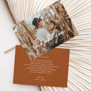 Boho Rust Personligt bröllp Photo - tackkort Tack Kort