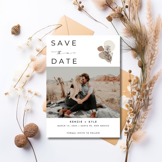 Boho Rust Photo Desert Bröllop Spara Datumet (Boho Rust Photo Desert Wedding Save The Date)