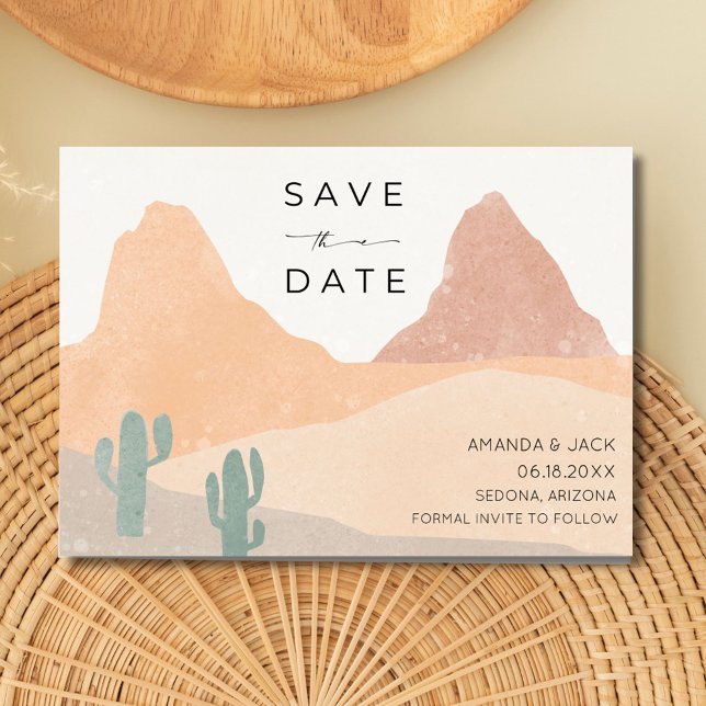 Boho Rust Terracotta Desert Bröllop Photo Spara Datumet (Boho Rust Terracotta Desert Wedding Photo Save The Date)