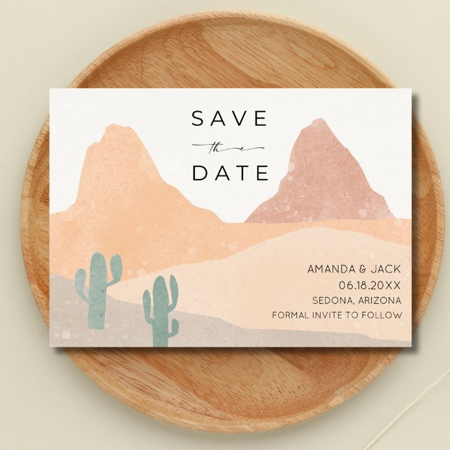 Boho Rust Terracotta Desert Bröllop Photo Spara Datumet (Boho Rust Terracotta Desert Wedding Photo Save the Date)