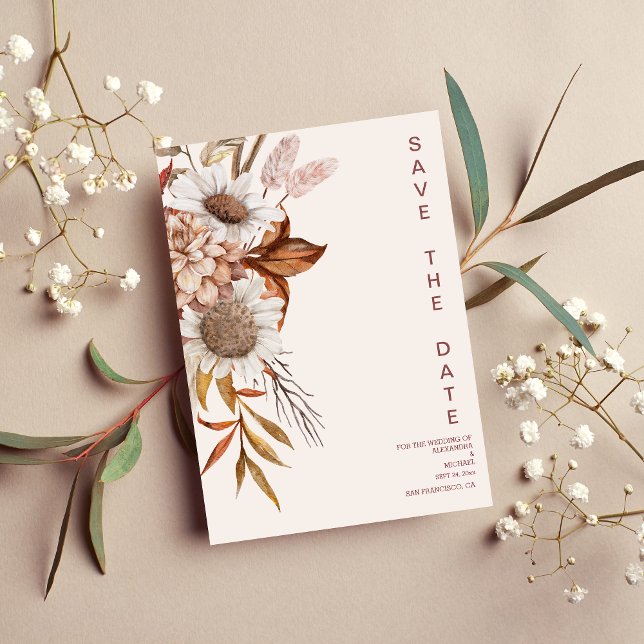 Boho Rust Terracotta har torkat Fläkt Flowers Bröl Spara Datumet (Skapare uppladdad)