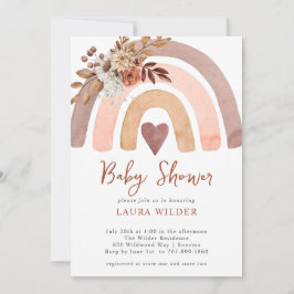 Boho Rust Terracotta Watercolor Rainbow Inbjudningar