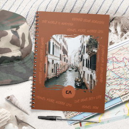 Boho Rust Travel Quote med Monogram och foto Anteckningsbok