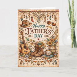 Boho Rustic Americana Fathers Day Helgkort