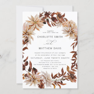 Boho Rustic Autumn Fall Blommigt Utandning Bröllop Inbjudningar