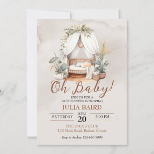 Boho Rustic Baby Crib Shower Inbjudningar