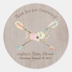 Boho Rustic Baby eller Möhippa Favor Sticker Runt Klistermärke