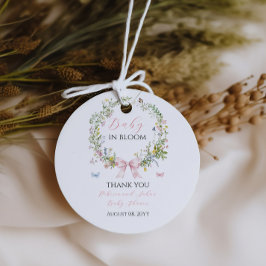 Boho Rustic Baby i Bloom Rosa Bow Baby Shower Gåvor Etiketter