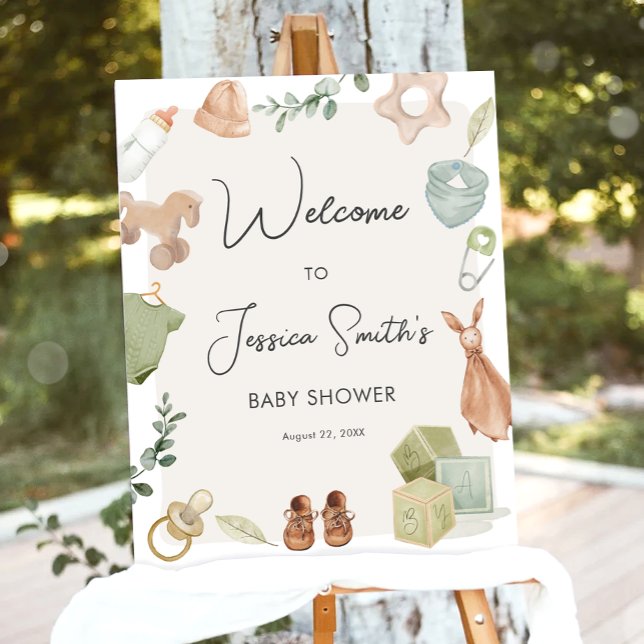 Boho Rustic Baby Shower Boy Neutralt Välkommen Poster (Skapare uppladdad)