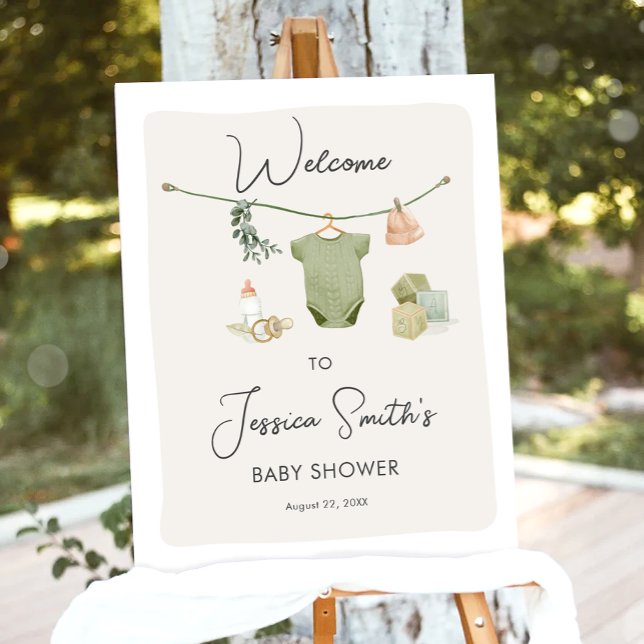 Boho Rustic Baby Shower Boy Neutralt Välkommen Poster (Skapare uppladdad)