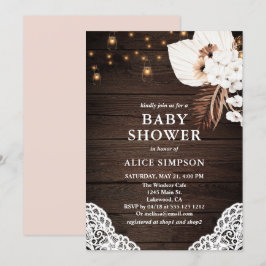 Boho Rustic Beige Blommigt Baby Shower-inbjudan Inbjudningar