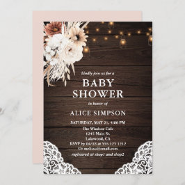 Boho Rustic Beige Blommigt Mason Burk Baby Shower  Inbjudningar