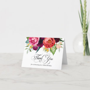 Boho Rustic Blommigt 100th Birthday Tack Kort