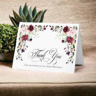 Boho Rustic Blommigt 85:e födelsedagen Tack Kort