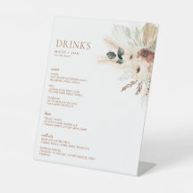 Boho Rustic Blommigt Bröllop Drinks Pub Sign MAEVE