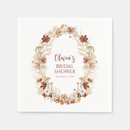 Boho Rustic Blommigt Burgundy Möhippa Anpassningsb Pappersservett